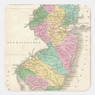 kaart van New Jersey (1827) Vierkante Sticker