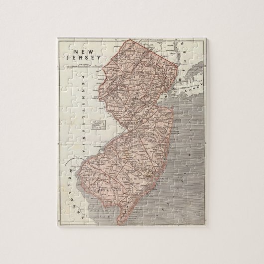 kaart van New Jersey (1845) Legpuzzel (Verticaal)
