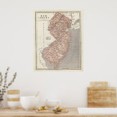 kaart van New Jersey (1845) Poster (Keuken)