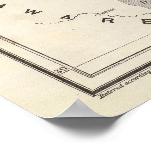  kaart van New Jersey (1845) Poster (Hoek)