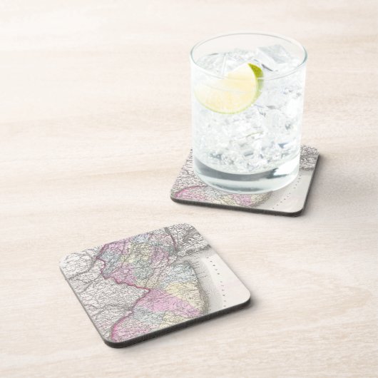  kaart van New Jersey (1855) Drankjes Onderzetter (Rechterzijde)