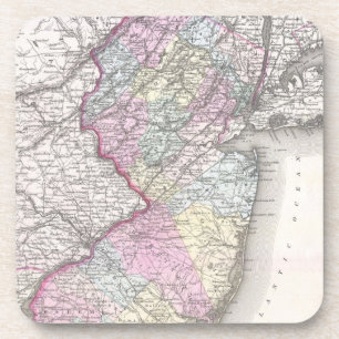  kaart van New Jersey (1855) Drankjes Onderzetter