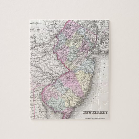 kaart van New Jersey (1855) Legpuzzel (Verticaal)