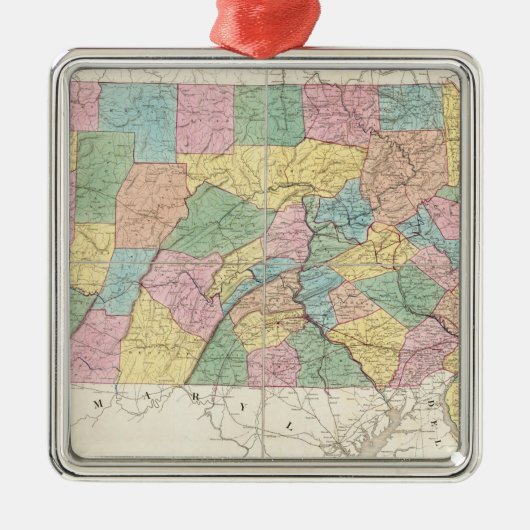 Kaart van New Jersey en Pennsylvania Metalen Ornament (Voorkant)