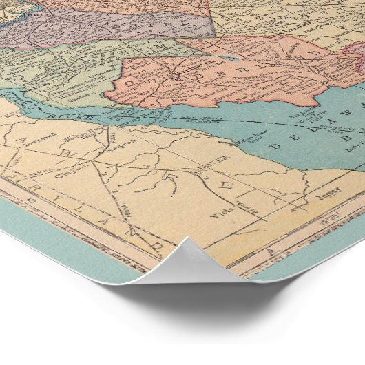  kaart van New Jersey Poster (Hoek)