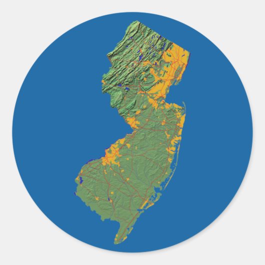 Kaart van New Jersey Sticker (Voorkant)