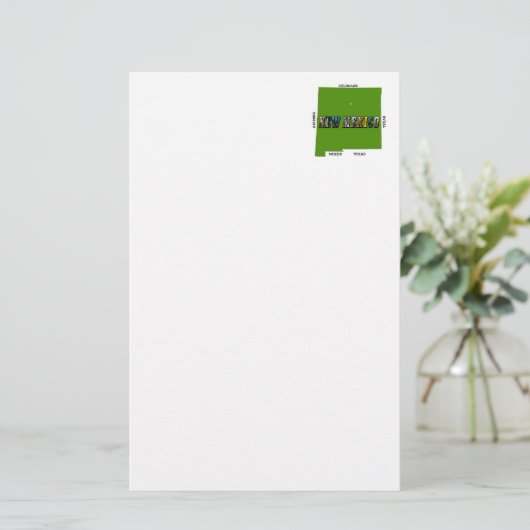 Kaart van New Mexico Omtrek Foto Tekst (Staand voorkant)