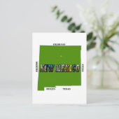 Kaart van New Mexico Omtrek Foto Tekst (Staand voorkant)