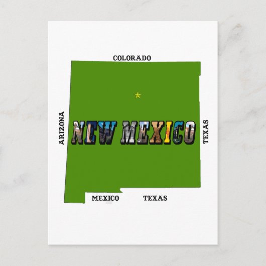 Kaart van New Mexico Omtrek Foto Tekst (Voorkant)