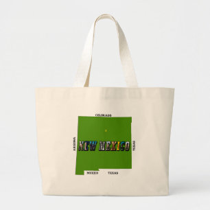 Kaart van New Mexico Omtrek Foto Tekst Grote Tote Bag