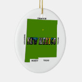 Kaart van New Mexico Omtrek Foto Tekst Keramisch Ornament (Rechts)