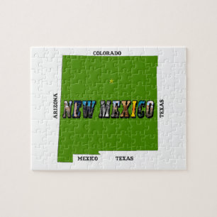 Kaart van New Mexico Omtrek Foto Tekst Legpuzzel