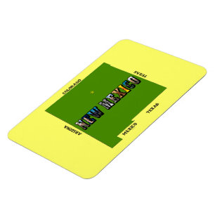 Kaart van New Mexico Omtrek Foto Tekst Magneet