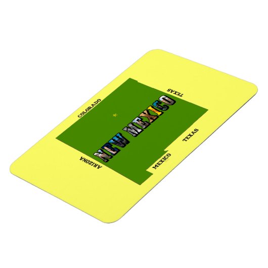 Kaart van New Mexico Omtrek Foto Tekst Magneet (Linkerzijde)