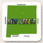 Kaart van New Mexico Omtrek Foto Tekst Onderzetter (Voorkant)