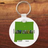 Kaart van New Mexico Omtrek Foto Tekst Sleutelhanger (Voorkant)