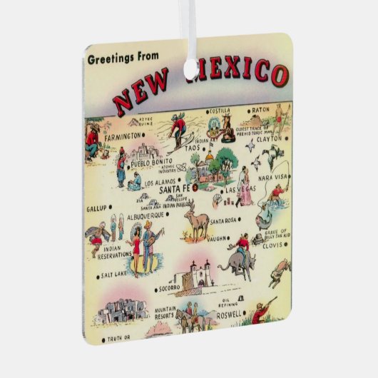  kaart van New Mexico Ornament (Voorkant Rechts)