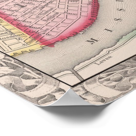  kaart van New Orleans 1860 Poster (Hoek)