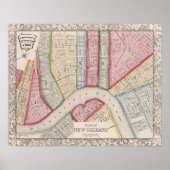  kaart van New Orleans 1860 Poster (Voorkant)