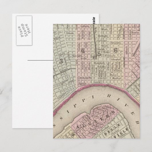  kaart van New Orleans (1880) (Voorkant / Achterkant)