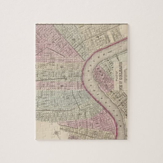  kaart van New Orleans (1880) Legpuzzel (Verticaal)