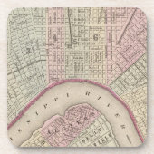  kaart van New Orleans (1880) Onderzetter (Voorkant)