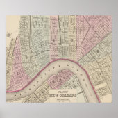  kaart van New Orleans (1880) Poster (Voorkant)