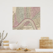  kaart van New Orleans (1880) Poster (Keuken)