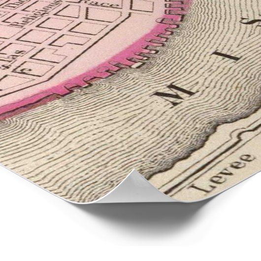  kaart van New Orleans (1880) Poster (Hoek)