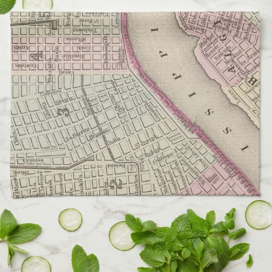  kaart van New Orleans (1880) Theedoek (Gevouwen)