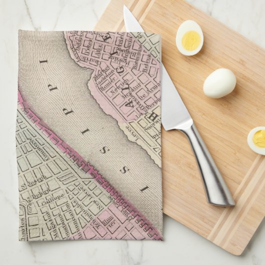 kaart van New Orleans (1880) Theedoek (Quarter Fold)