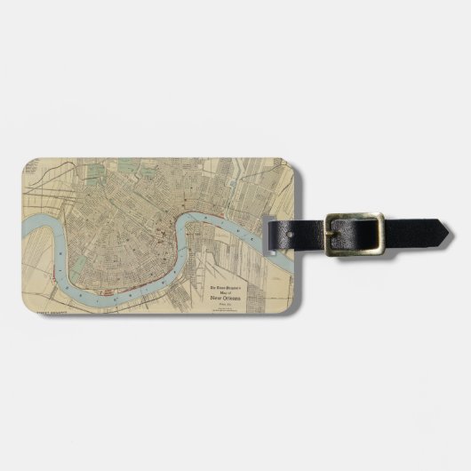  kaart van New Orleans (1919) Bagagelabel (Voorkant horizontaal)
