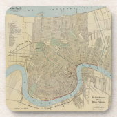  kaart van New Orleans (1919) Bier Onderzetter (Voorkant)