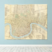  kaart van New Orleans (1919) Canvas Afdruk (Insitu (Houten vloer))