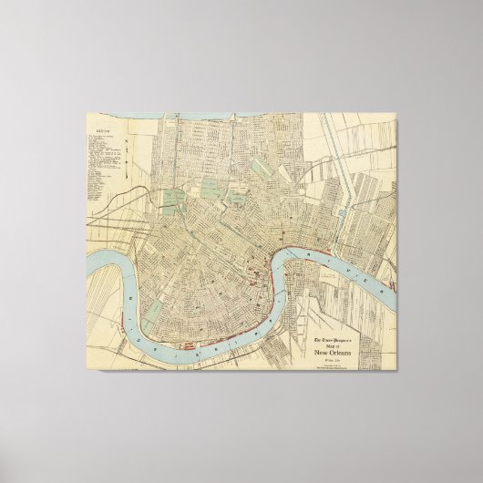  kaart van New Orleans (1919) Canvas Afdruk (Voorkant)
