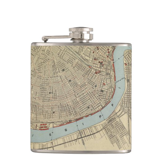  kaart van New Orleans (1919) Heupfles (Voorkant)