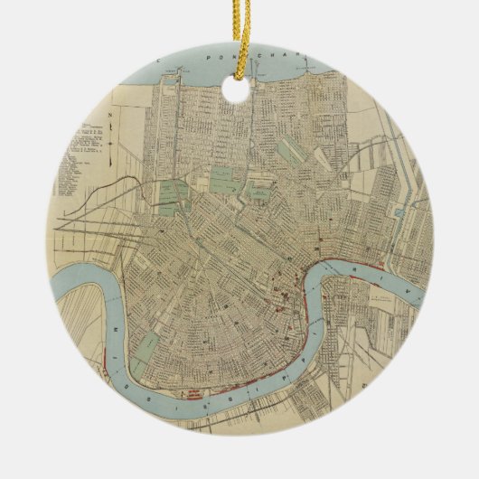 kaart van New Orleans (1919) Keramisch Ornament (Voorkant)