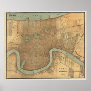  kaart van New Orleans (1919) Poster