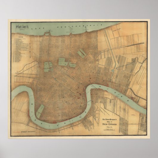 kaart van New Orleans (1919) Poster (Voorkant)