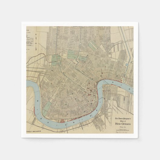  kaart van New Orleans (1919) Servet (Voorkant)