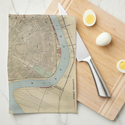  kaart van New Orleans (1919) Theedoek (Quarter Fold)