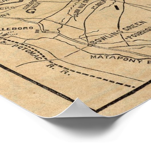 Kaart van New Orleans en omringend land Poster (Hoek)