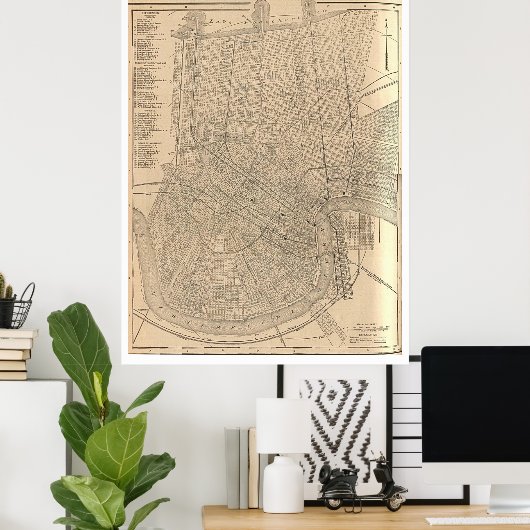  kaart van New Orleans LA (1908) Poster (Thuiskantoor)