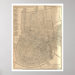  kaart van New Orleans LA (1908) Poster