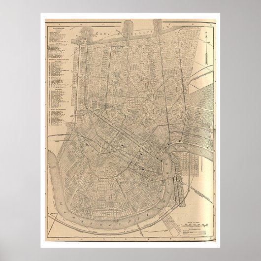  kaart van New Orleans LA (1908) Poster (Voorkant)