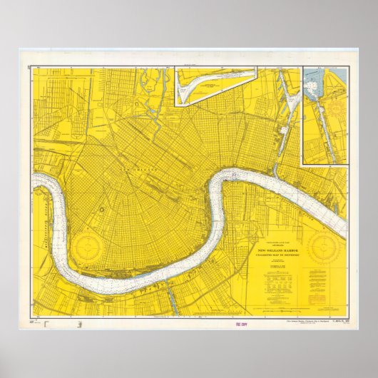 kaart van New Orleans LA (1966) Poster (Voorkant)