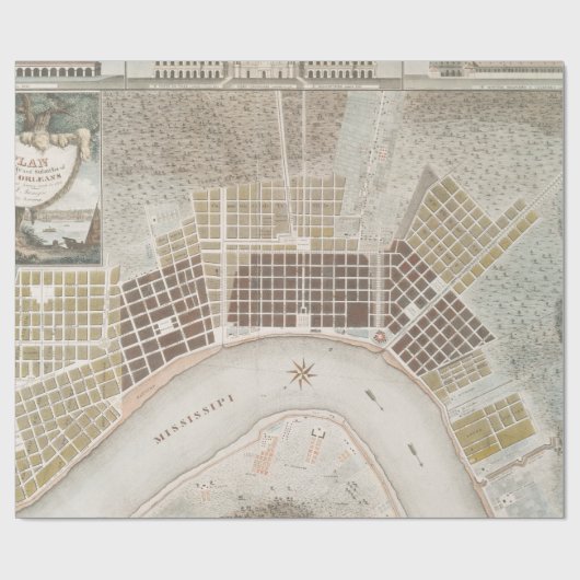  kaart van New Orleans Louisiana (1817) Cadeaupapier (Vlak)