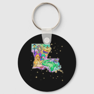 Kaart van New Orleans Louisiana Mardi Gras Jester  Sleutelhanger