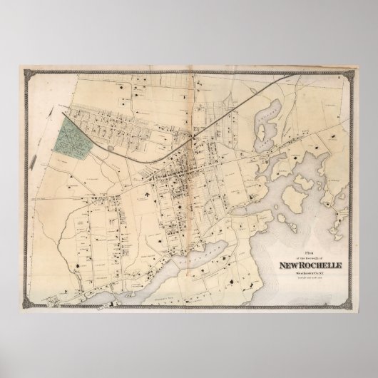  kaart van New Rochelle NY (1867) Poster (Voorkant)