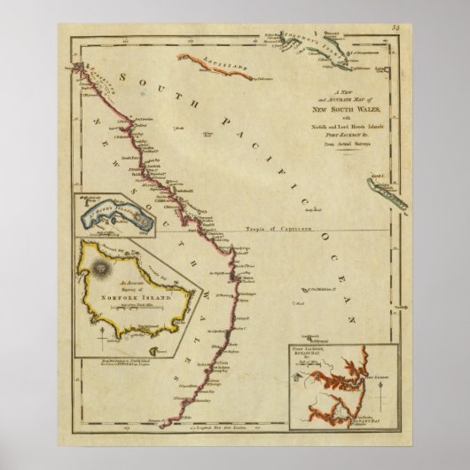 Kaart van New South Wales Poster (Voorkant)